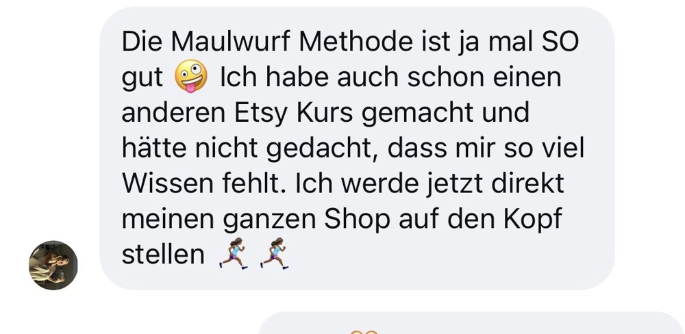 Nachricht einer Kundin