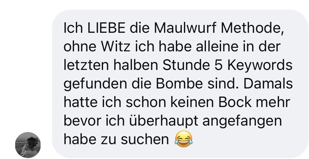 Nachricht einer Kundin