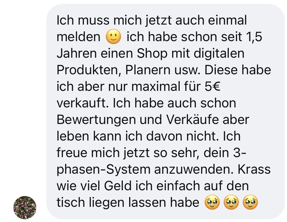 Nachricht einer Kundin